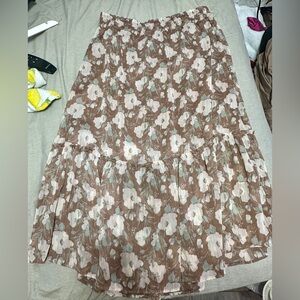 Lauren Conrad Brown Floral Maxi Skirt | Size XL